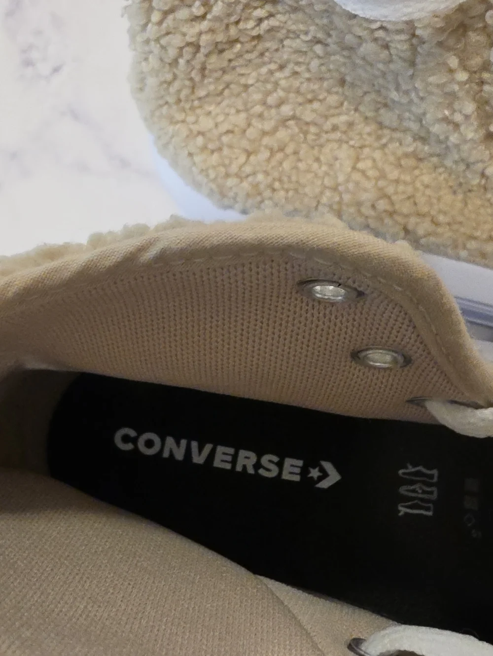 Converse Beige Sherpa High-Top Platform Sneakers - Lace-Up